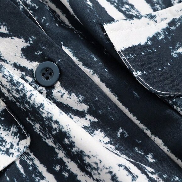 Royal Blue Casual Women's Random Print Loose Long Sleeve Shirt - Picture 7 of 8